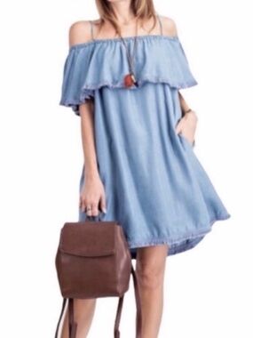 EASEL Washed-soft denim dress S